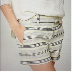 LOFT Riviera Shorts 00 Yellow Striped NWT Linen Blend 4”inseam Pockets